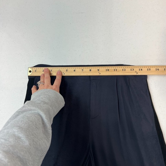 Armani Jeans Womens Jogger Trouser Size 40 Navy Side Stripe High Rise Pleated - Picture 7 of 13